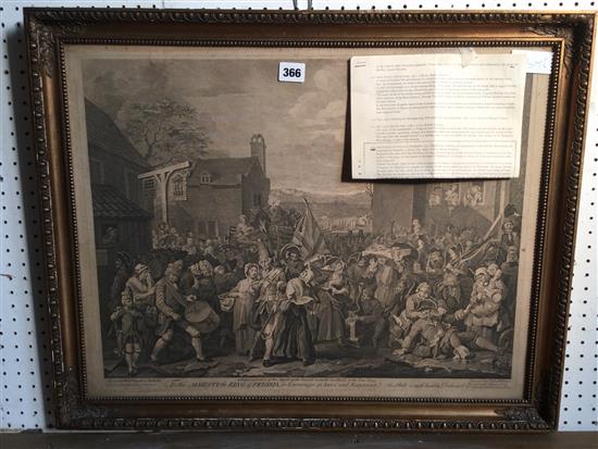 After William Hogarth, March of the Guards, engraving